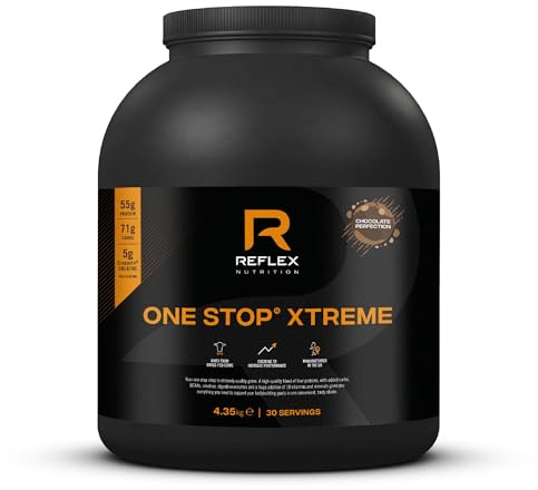 Reflex Nutrition One Stop® Xtreme - Serious Mass Gainer - All in One Protein Powder - 55g Protein, 10.3g BCAAs, 5,000mg Creatine - Muscle Building Protein Shake (Chocolate Perfection, 4.35kg)