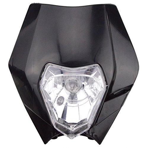 GOOFIT schwarz 12V 35W Scheinwerfer Frontscheinwerfer Lichtmaske mit Front Verkleidung Ersatz für Motorrad Dirtbike Motocross Schwarz dit Pocketbike