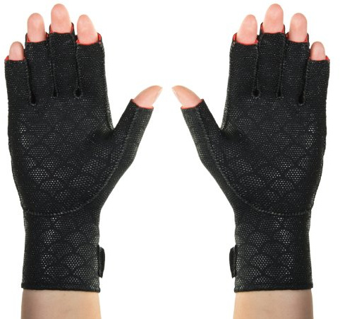 Thermoskin Premium Arthritic Gloves Pair, Black, Relieves Arthritic Pain in Fingers and Hand, Size Medium