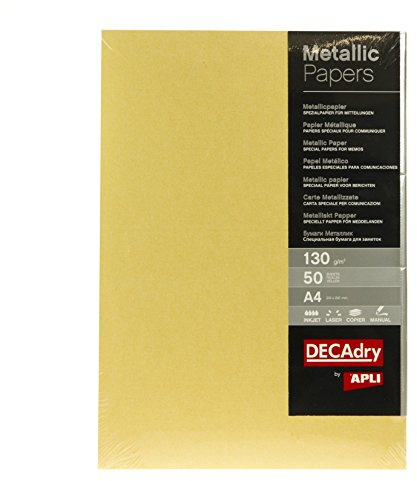 APLI DECAdry PMA4070 - Papel Metalizado, 50 Hojas, Metalizado (Oro)