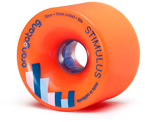 Orangatang Stimulus 70 mm 80a Freeride Longboard Skateboard Wheels (Orange, Set of 4)
