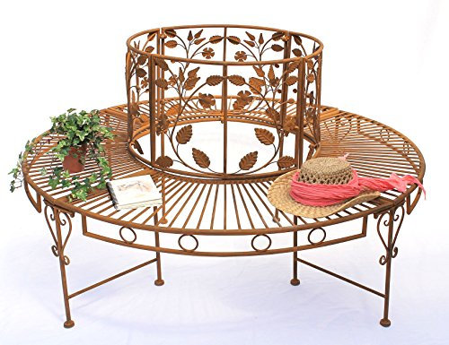 DanDiBo Rundbank Metall wetterfest Braun Ø 140 cm Baumbank 100112 Gartenbank Parkbank Sitzbank