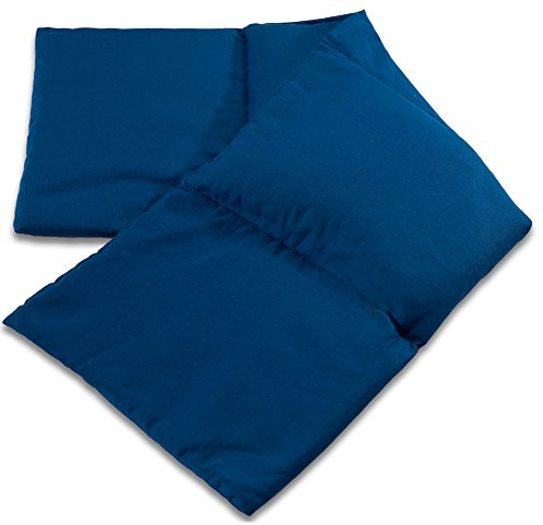 Cuscino riscaldabile - Cuscino con semi di uva 60x20cm. Cuscino termico per forno, microonde e frigorifero (Contone biologico, blu oscuro, diviso en 4 compartimenti)