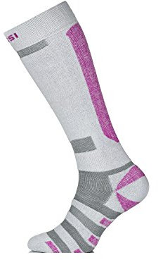 Skisocken Snowboardsocken Thermoaktiv Atmungsaktiv viele Farben und Gr��en Kinder Damen Herren Ski Snowboard, Gr. 35-37, grau/rosa