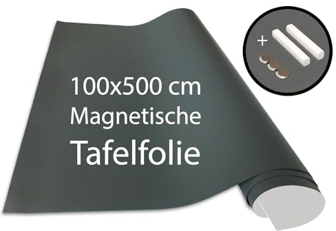 Cuadros Lifestyle Board Foil 100x500 cm | Pellicola magnetica e autoadesiva per lavagne in vinile | Lavagna magnetica | Pellicola magnetica | incl. gesso + magneti | Grigio