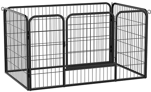 PawHut Parque para Mascotas Rectangular Jaula para Perros 4 Vallas de Metal con Puerta y Doble Cerradura Cerca de Entrenamiento 125x80x70 cm Negro