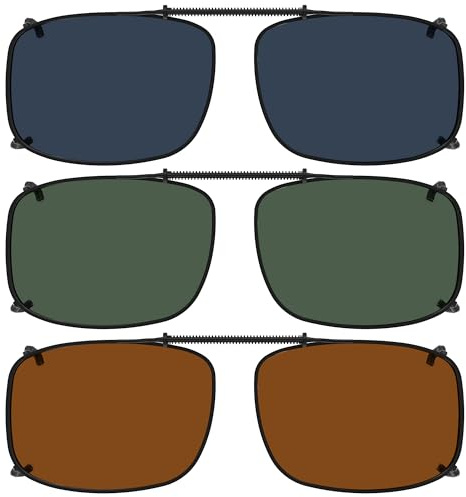 Eyekepper Wide Lens 3-pack Clip-on Polarized Sunglasses 57 * 39MM