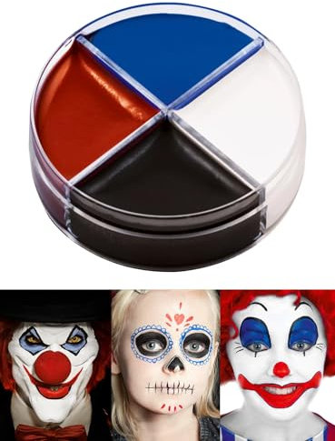 Professionelle Theater-Schminke - Clown & Horror Clown - Make-Up Set Creme Schminkdose 4 Farben - Halloween Karneval Motto-Party
