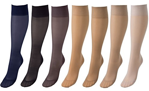 COMPRESSANA Calypso 70 den Feinstrick Stützstrümpfe - weich, luftig und transparent (appearance 20 den) - mittlere Stützwirkung mit ca. 12-14 mmHg Kompression (Stütz-Klasse 2) – Kniestrümpfe mit Softbündchen - Größe V - Farbe schwarz - 1 Paar