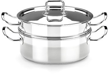 BRA Profesional Set para cocinar al Vapor con Tapa, 20 cm, Acero Inoxidable 18/10
