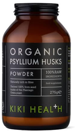 KIKI Health Premium Certified Organic Psyllium Husk Powder | 100% Soluble Fiber for Digestion, GMO-Free, Rich in Nutrients, Gluten/Wheat-Free | Supports Digestive Wellness & Mineral Absorption - 275g