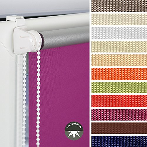 Klemmfix-Rollo Verdunklung mit Thermobeschichtung inkl. Klemmträger 060 x 150 Fuchsia, Verschiedene Größen und Farben