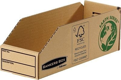 Bankers Box by Fellowes Earth Series Parts Bin Corrugated Board Packed Flat W98xD280xH102mm Ref 07353 [Pack 50]