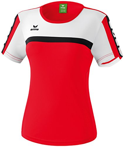 Erima Damen T-Shirt 5-Cubes, Rot/Weiß/Schwarz, 44, 108526