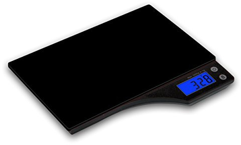 Kabalo Stylish Black Kitchen Household Food Cooking Weighing Scale 5kg capacity 5000g/1g, Batteries Included! Flat Slim Design, Premier LCD Digital Electronic, with blue backlight