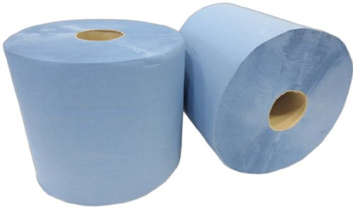2x Putzrolle blau 2-lagig gesamt ca. 1000 Blatt ca. 22x38 cm perforiert saugstark Reinigungstücher Putzpapier Wischtücher