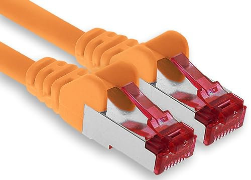 1aTTack.de - 1x 15m CAT6 Patchkabel S/FTP PIMF Schirmung CAT.6 RJ45 Netzwerkkabel Ethernetkabel DSL LAN Router Switch Modem Patchfeld - orange - 1 Stück