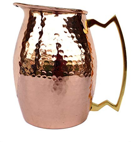 Pure copper Hammered Jug *NEW* Heavy Gauge Pure Solid Hammered Copper Moscow Mule Water Pitcher by Rastogi Handicrafts