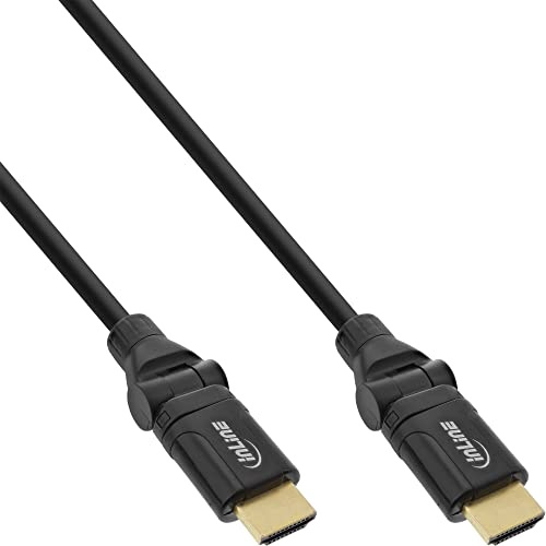InLine 17011W HDMI Kabel, HDMI-High Speed mit Ethernet, Stecker/Stecker, verg. Kontakte, schwarz, flexible Winkelstecker, 1,5m