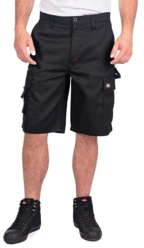 Lee Cooper Short Travail Homme Cargo – Workwear Résistant Multi Poches Entretien Facile, Été Léger Triple Coutures Capri Short (Noir, 36W)