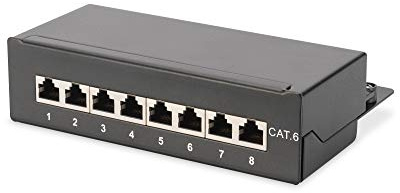 DIGITUS Desktop Patchpanel - Cat-6 - 8-Port RJ45 - Geschirmt - LSA Patch-Feld - Aufputz-Montage - Schwarz