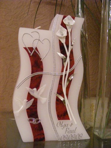 kerzenzauber-lusine Hochzeitskerze Welle 230/150/40 mm inkl. Beschriftung H-08