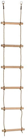 Gartenwelt Riegelsberger Premium Strickleiter für Kinder mit 6 Holzsprossen Länge 220 cm Seilleiter Trittleiter Hängeleiter Turngerät
