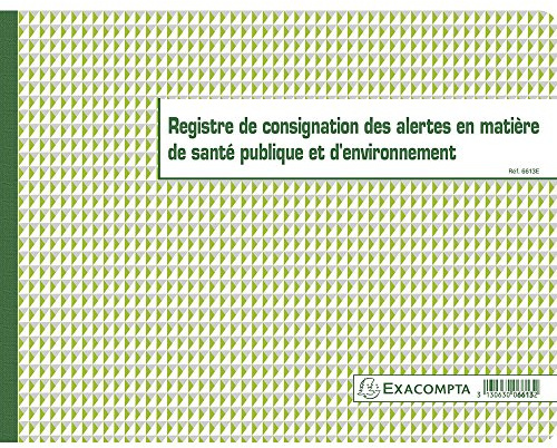 Exacompta Registre de consignation des alerte en matière de santé publique/en?Nement (på franska)