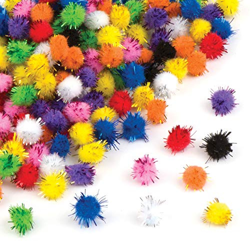 Baker Ross Pompones de Purpurina autoadhesivos - Ideal para Manualidades, Regalos, Recuerdos y más para niños (Paquete de 150)