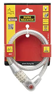 Burg-Wächter Cable Lock with Lighted Combination, 4 digit Combination, Length: 65 cm, 230 65 L,Black