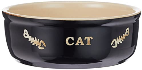 Nobby Ceramic Cat Basin, 13.5 x 13.5 x 0.25 cm, Black/ Beige