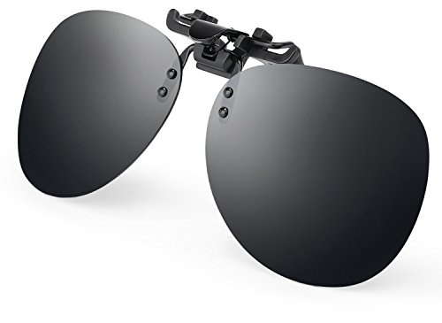 Costyle Black Grey Retro Polarized Clip on Flip up Plastic Sunglasses Driving Fishing Traveling
