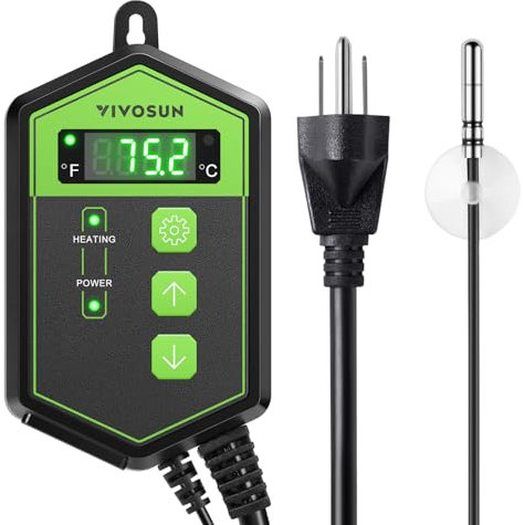 VIVOSUN Digitaler Heizmatten-Thermostat-Controller, 5-42°C, 1000W für Reptilien, Setzlinge, Keimung, Inkubation und Fermentation