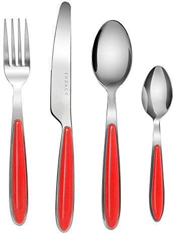 EXZACT 24 delar bestickset rostfritt stål matbestick för 6 personer Red