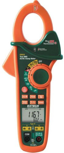 Extech EX623 Stromzange, Hand-Multimeter digital IR-Thermometer CAT III 600 V Anzeige (Counts): 40000
