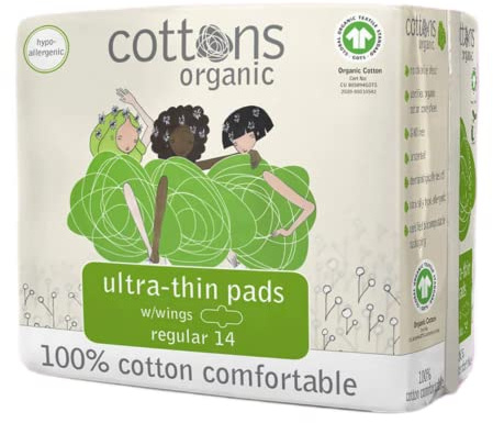 Cottons Ultra Thin Regular Sanitary Pads for Women, 100% Organic Cotton, Hypo-Allergenic, Breathable, Organic Sanitary Towels (1)