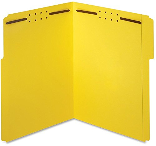 Pendaflex Fastener Folders, 1/3 Cut, Reinforced Tab, 2 Fasteners, Letter Size, Yellow, 50 Folders Per Box (22940)