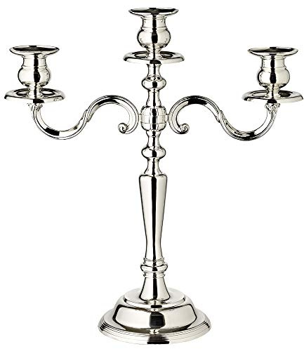 EDZARD Kerzenleuchter Regina, 3-flammig, Höhe 36 cm, edel versilbert, anlaufgeschützt - Kerzenhalter für Stabkerzen, Kerzenständer in Silber, Tischdeko Wohnzimmer