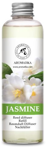 Recarga de Difusor Jazmín 200 ml - Fragancias de Ambiente Intensas y Duraderas - Difusor para Hogar - Aromaterapia - Recambio de Difusor de Caña - Fragancia para Habitación - Reed Diffuser Refill