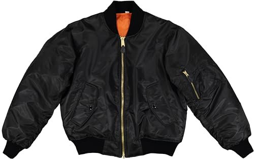 Army Universe MA-1 Air Force Military Bomber Flight Jacket (Black, Size Medium - Chest 37 - 41)