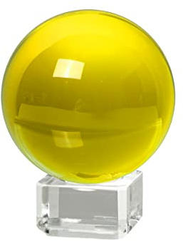 LONGWIN 50mm(2 inch) K9 Solid Crystal Ball with Free Stand Suncatcher (Yellow)