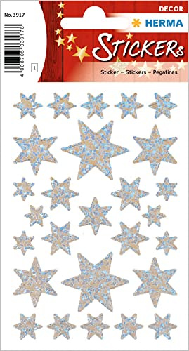 3917 Sticker DECOR stjärnor 6-pack, silver/iriserande folie