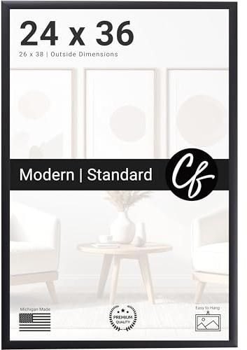 Craig Frames 24x36 Poster Frame, Black Frame, Contemporary Style for Wall Decor