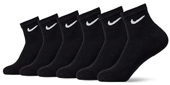 Nike Unisex Everyday Cushioned Training Ankle Socks (6 Pairs), Black/White, Medium
