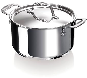 Beka Chef - Faitout Inox 18/10 - 24 cm - Tous Feux Compatible Induction - Marmite Avec Couvercle en Acier Inoxydable, Argent
