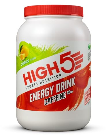 HIGH5 Caffeine Energy Drink, Electrolytes, Isotonic Hydration, Citrus,2.2kg | Sport energy drink powder with a 2:1 fructose ratio. Natural flavours with 46 servings for running, cycling and endurance.