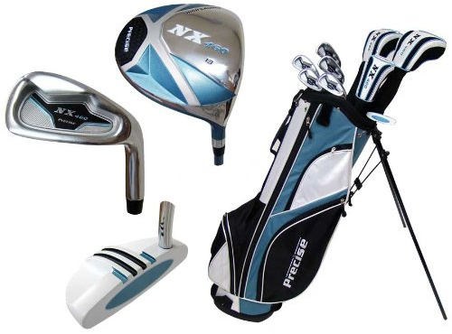 Precise NX460 Complete Womens Golf Clubs Full Set - Right Handed Golf Set for Women with Driver, Wood, Hybrid, Irons, Putter, Lightweight Shafts, 3 Head Covers & Stand Bag - Regular Size, Blue