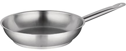 Vogue Stainless Steel Frying Pan 24cm - Even Heat Distribution, All Hobs, Induction Compatible M925