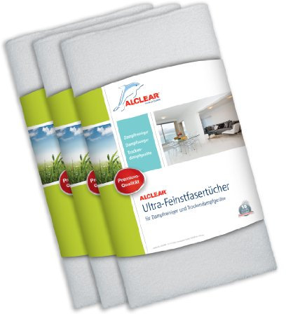 ALCLEAR 3 Stück Premium Ultra Microfasertücher für Dampfreiniger Dampfbesen (Zubehör) von Kärcher, Vapor-Star, Shark, Maxx und andere einsetzbar, 50x40 cm, weiß, Bodentuch Fußbodentuch Tuchset