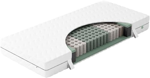 verapur Classic Taschenfederkern Matratze 140 x 200 cm H2, 7-Zonen, 21cm hoch, TFK Tonnentaschenfederkernmatratze, waschbarer Bezug, Öko-Tex